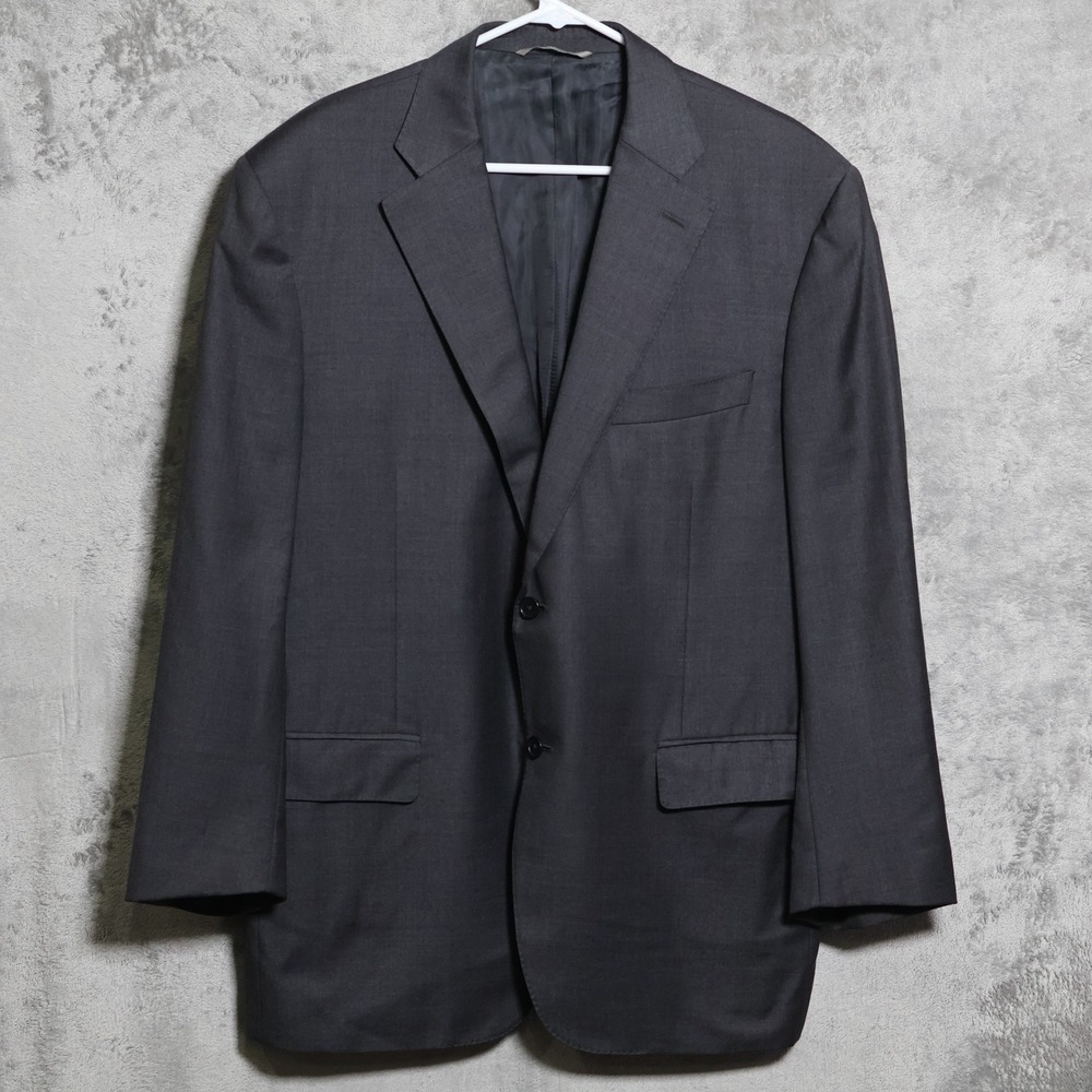 Canali Blazer Mens 46R Gray Two Button Wool Suit Jacket Sharkskin Made in Italy